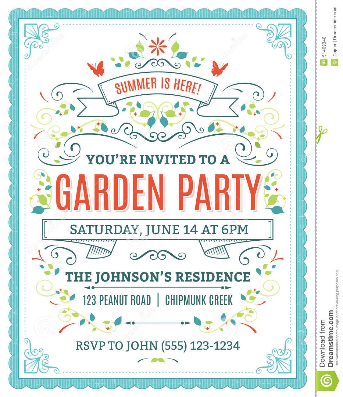 Garden Party Invitation Stock Vector