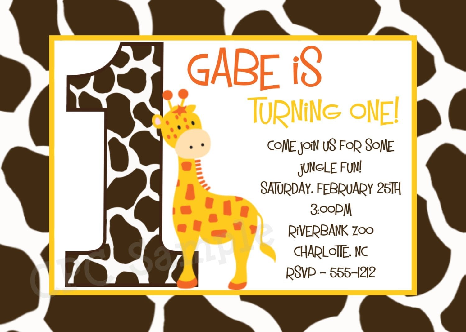 Giraffe Birthday Invitation Giraffe Birthday Party Invitations