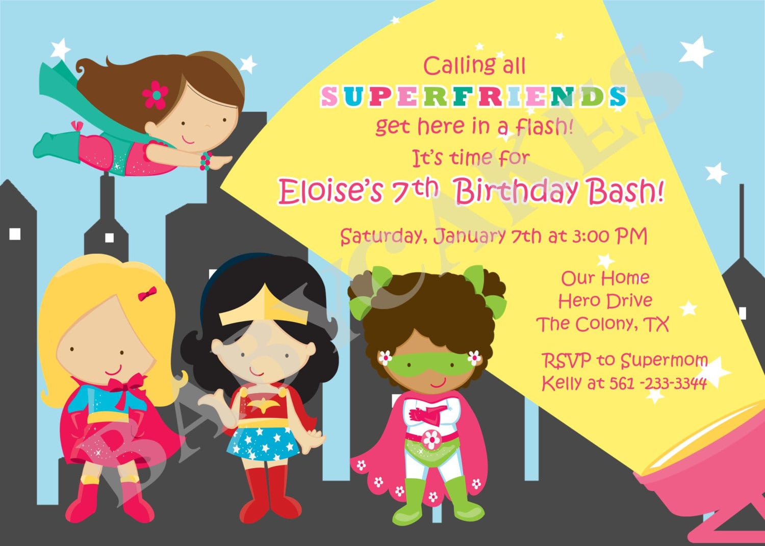 Girl Superhero Party Girl Superhero Invitation Superhero Girl