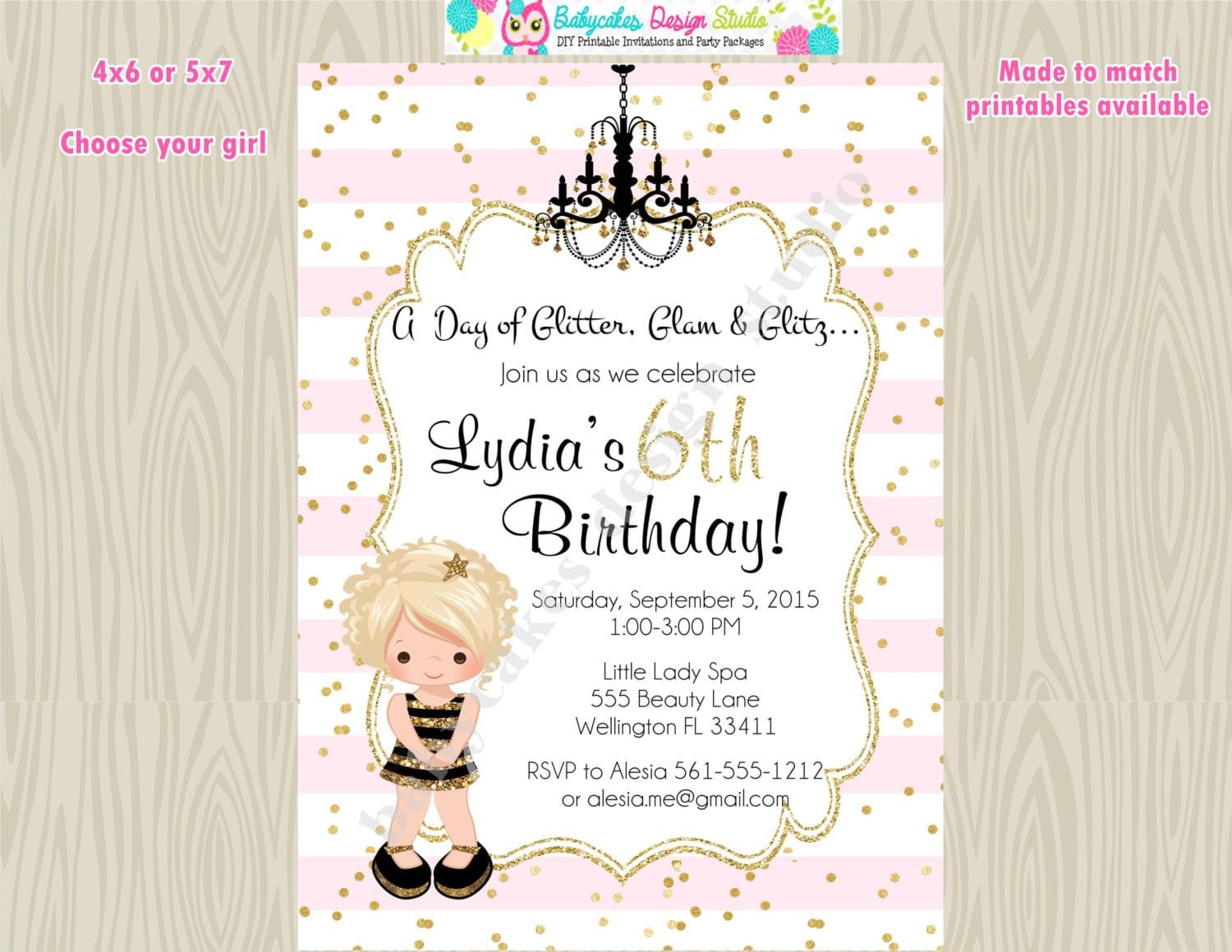 Glamour Party Birthday Invitation Dress Up Party Invite Diva Party
