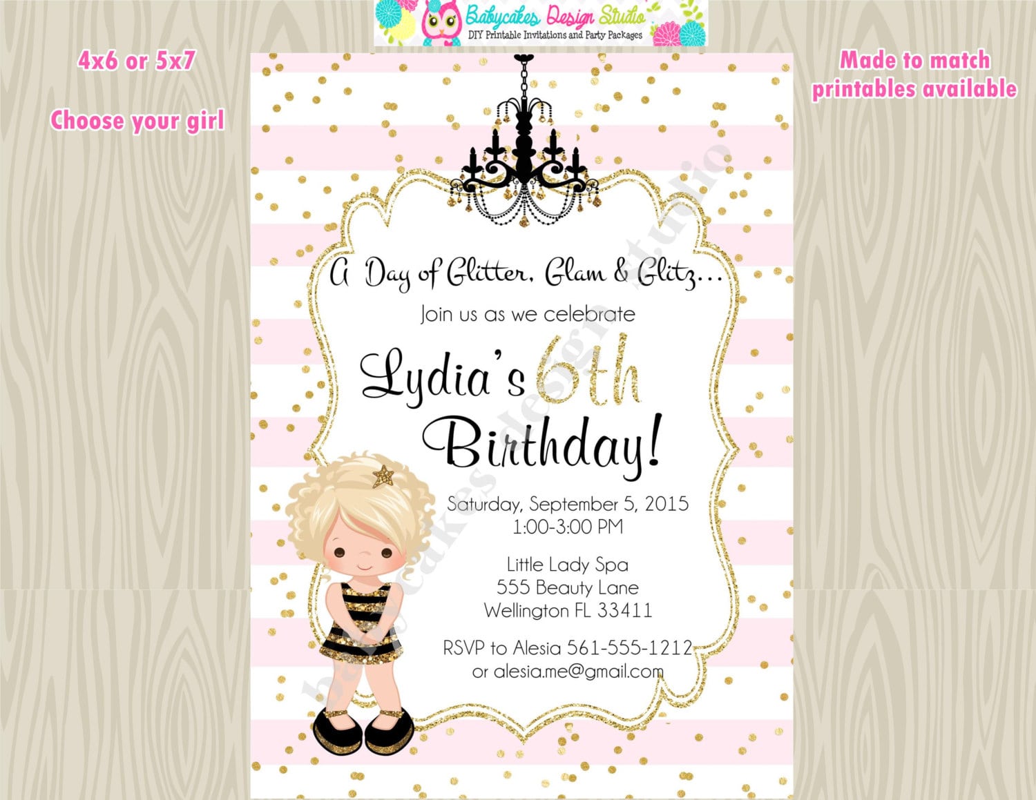 Glamour Party Birthday Invitation Dress Up Party Invite Diva Party