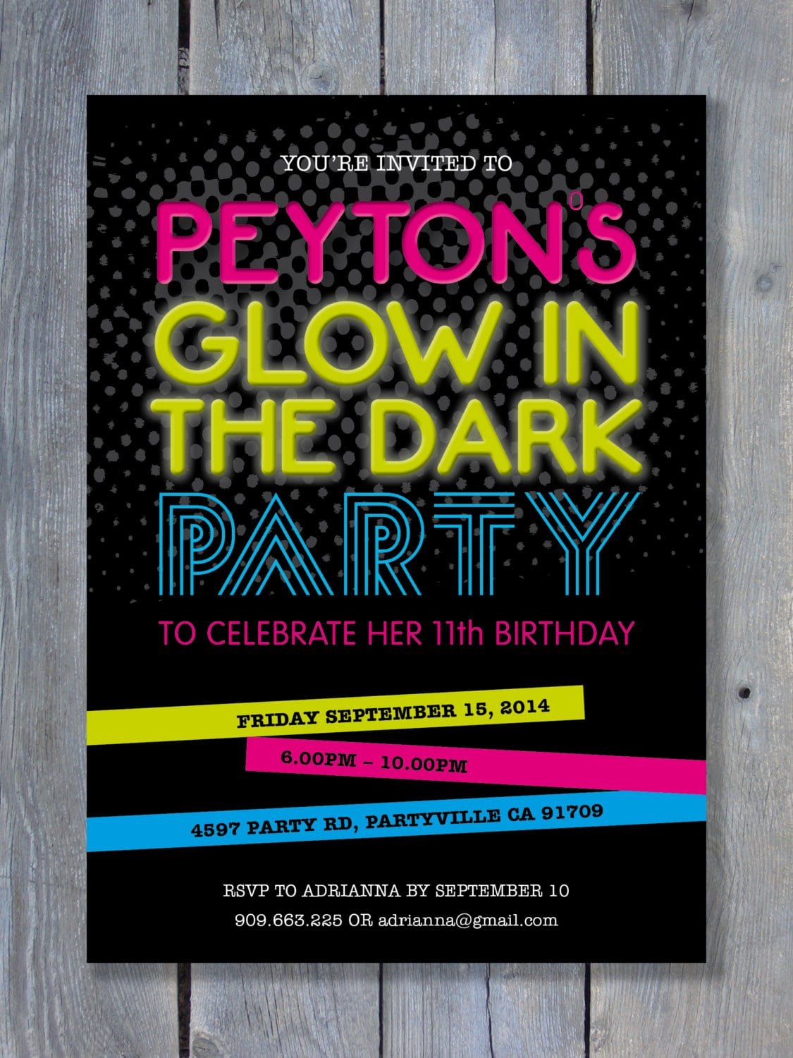 Glow In The Dark Party Invitation For Birthday Black Light