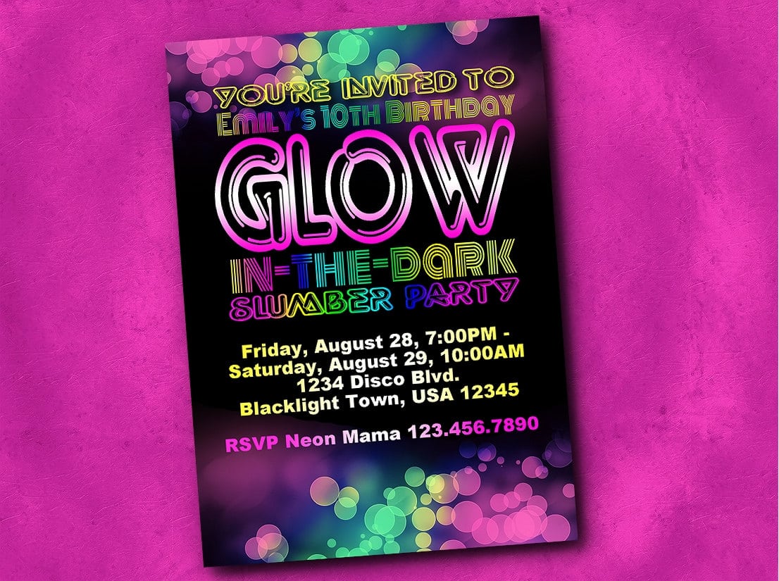 Glow Party Invite
