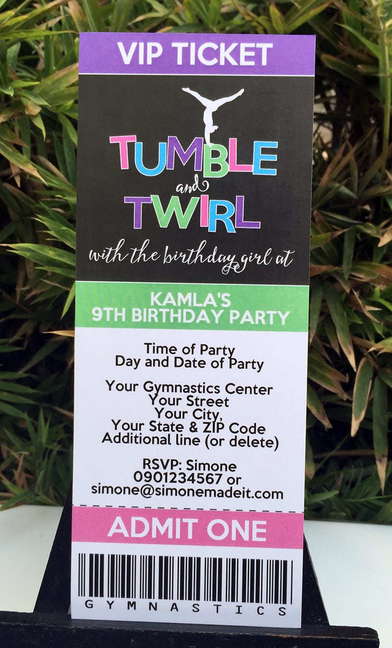 Gymnastics Birthday Invitation