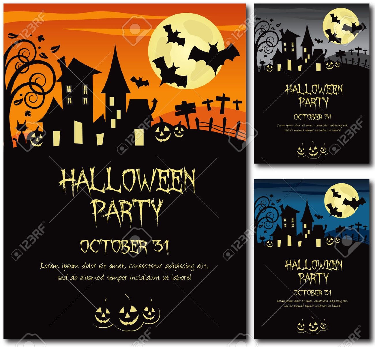 Halloween Party Invitation Poster Or Card Illustration Design