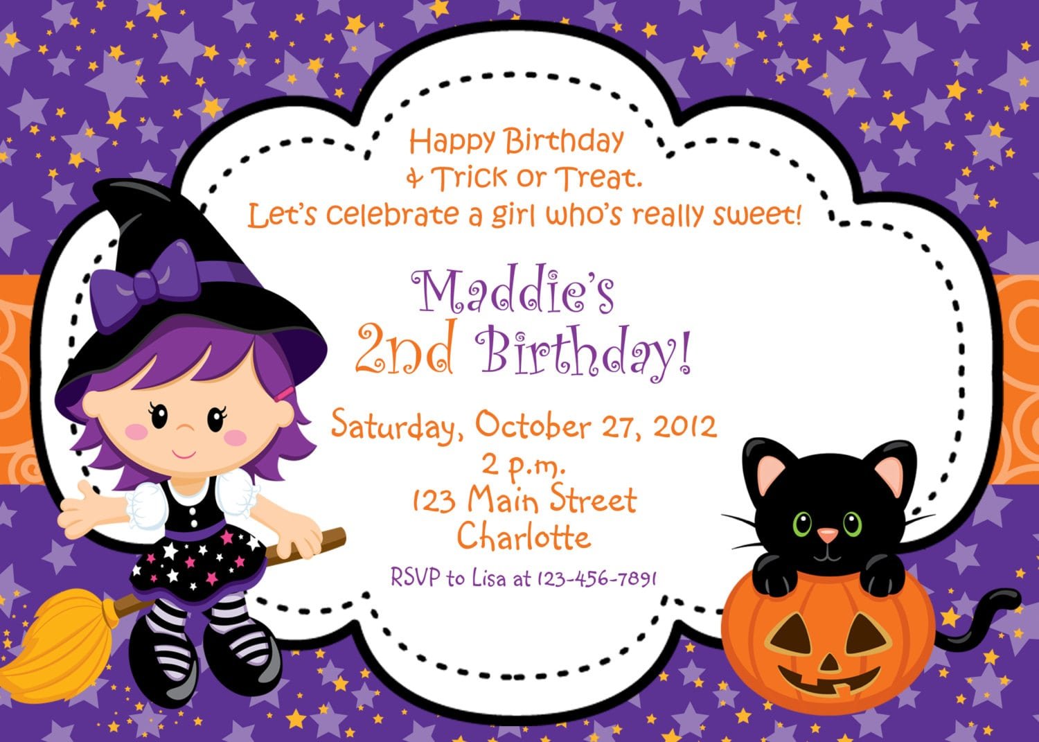 Halloween Party Invitation Witch Halloween Birthday Party