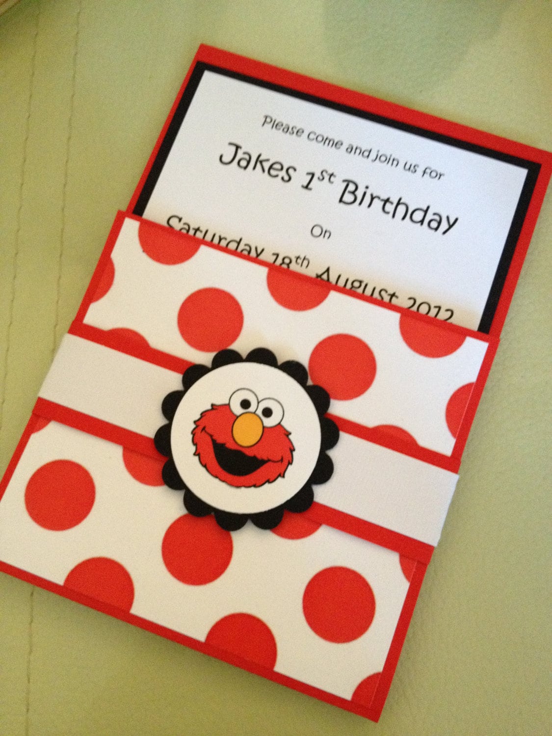 Handmade Elmo Party Invitations & Envelopes Set Of 10