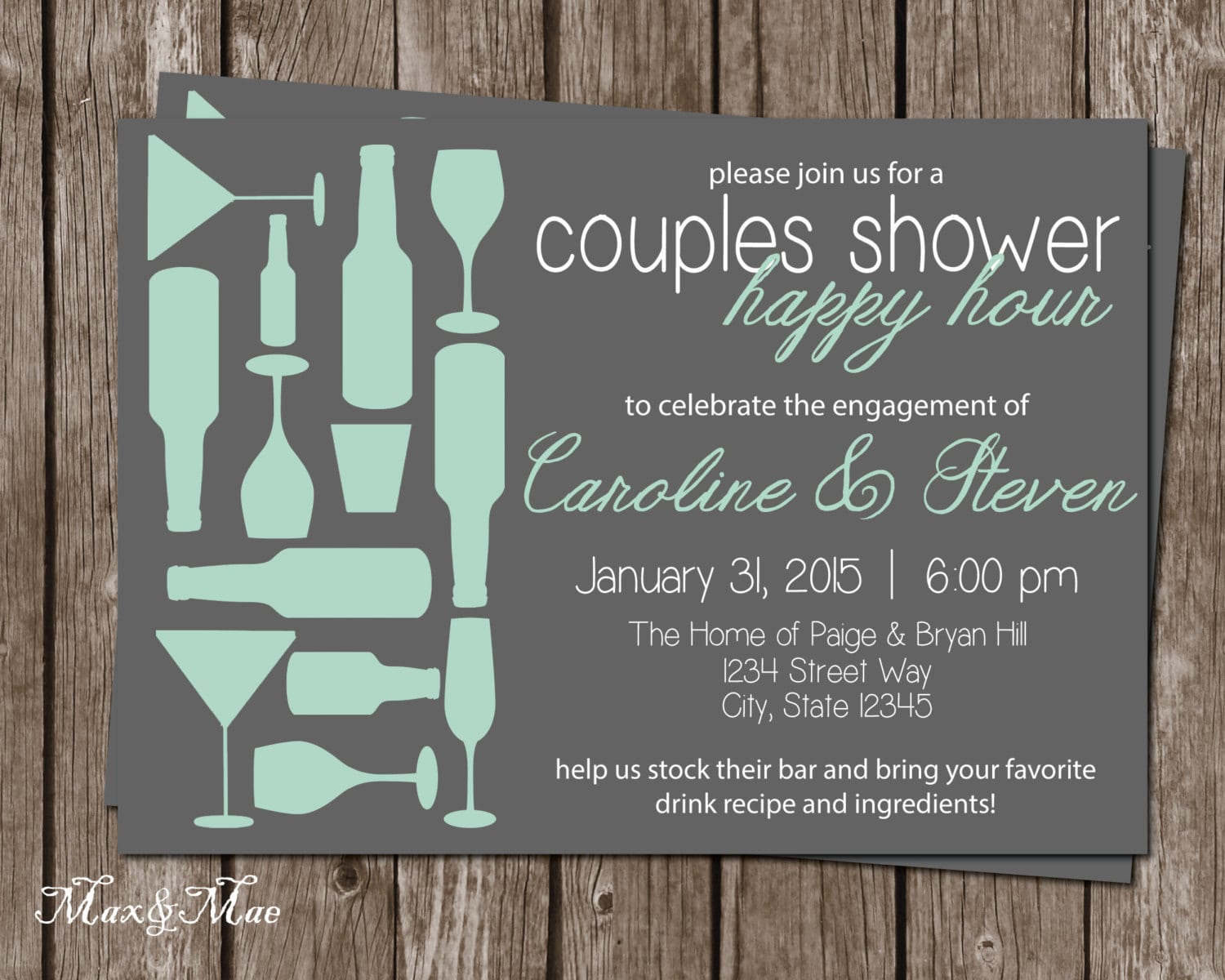 Happy Hour Bridal Invitation Stock The Bar Wedding Shower