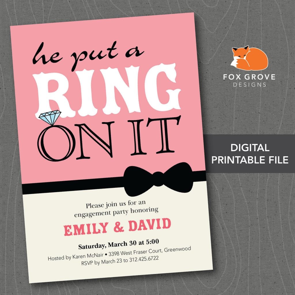 He Put A Ring On It Engagement Party Invitations Design  Wedding