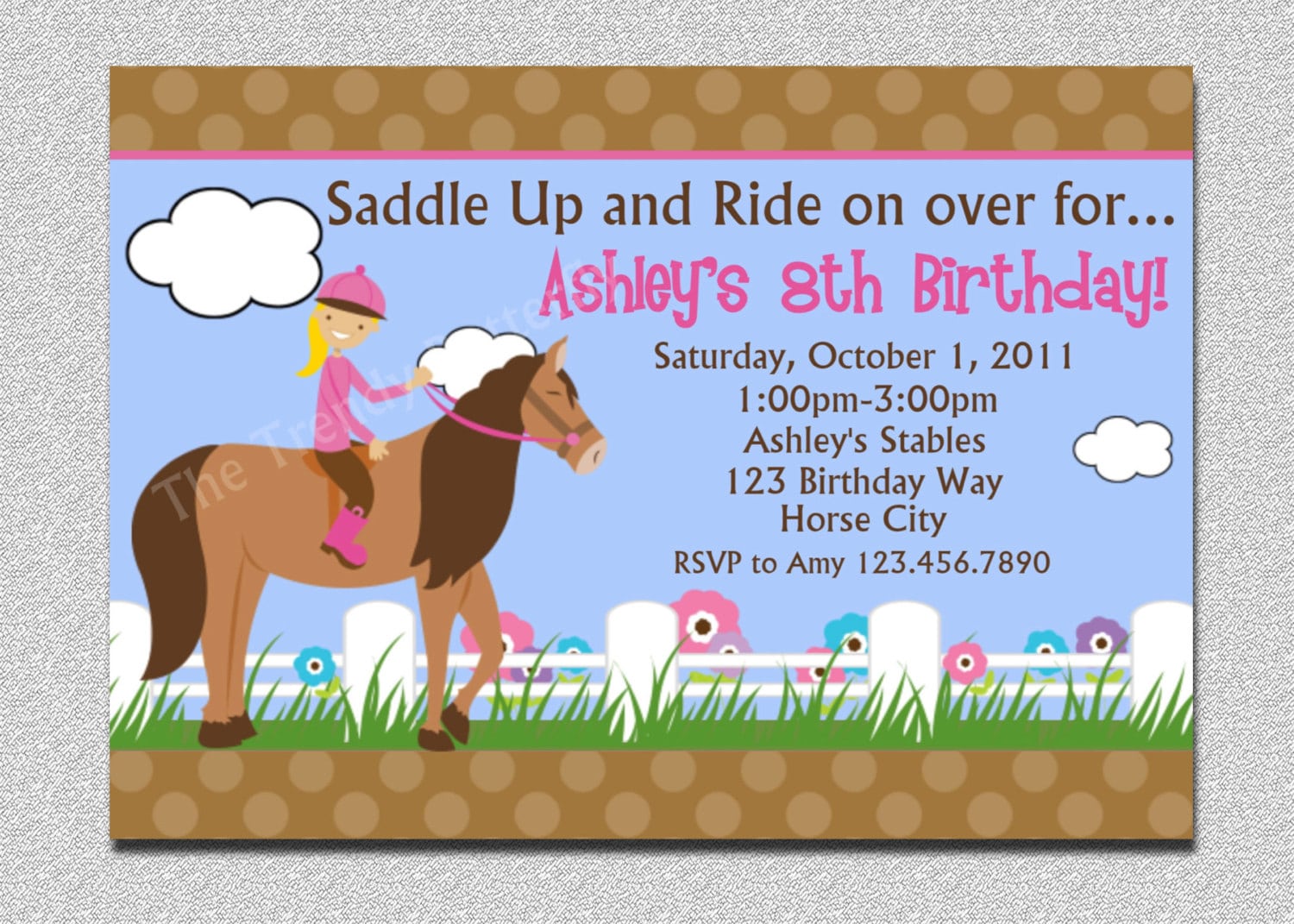 Horseback Riding Birthday Invitation Western Horse Birthday