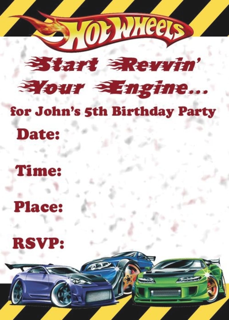 Hot Wheels Birthday Invitations