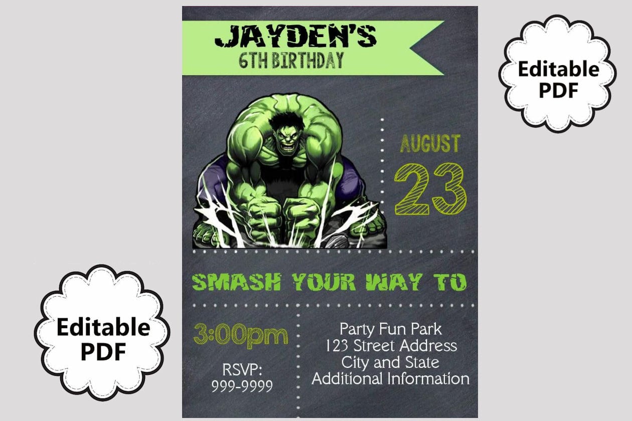 Hulk Invitations