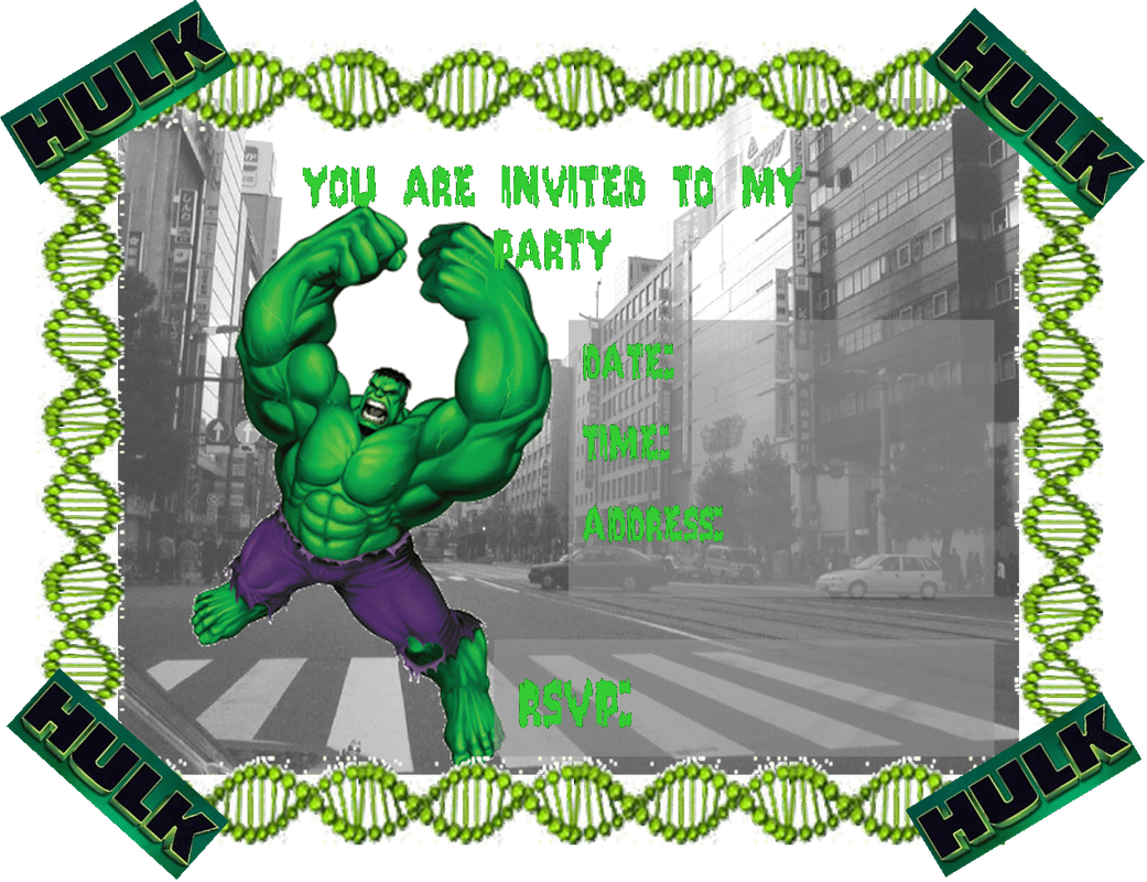 Hulk Party Invitations Free