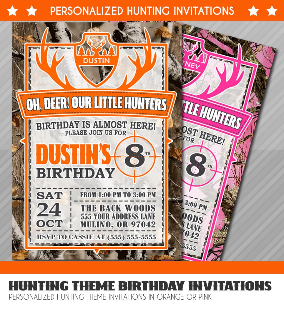Hunting Birthday Invitations, Little Hunter Birthday Invitation