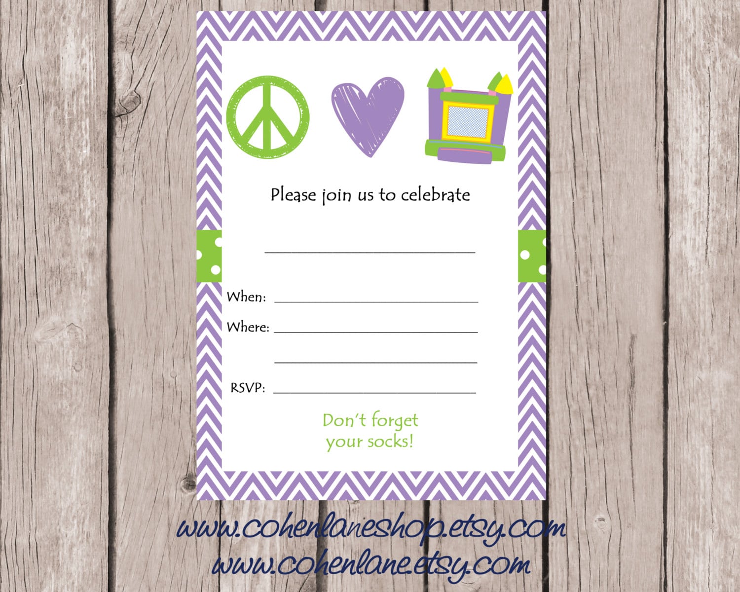 Instant Download Fill In Bounce Birthday Party Invite  Fill In