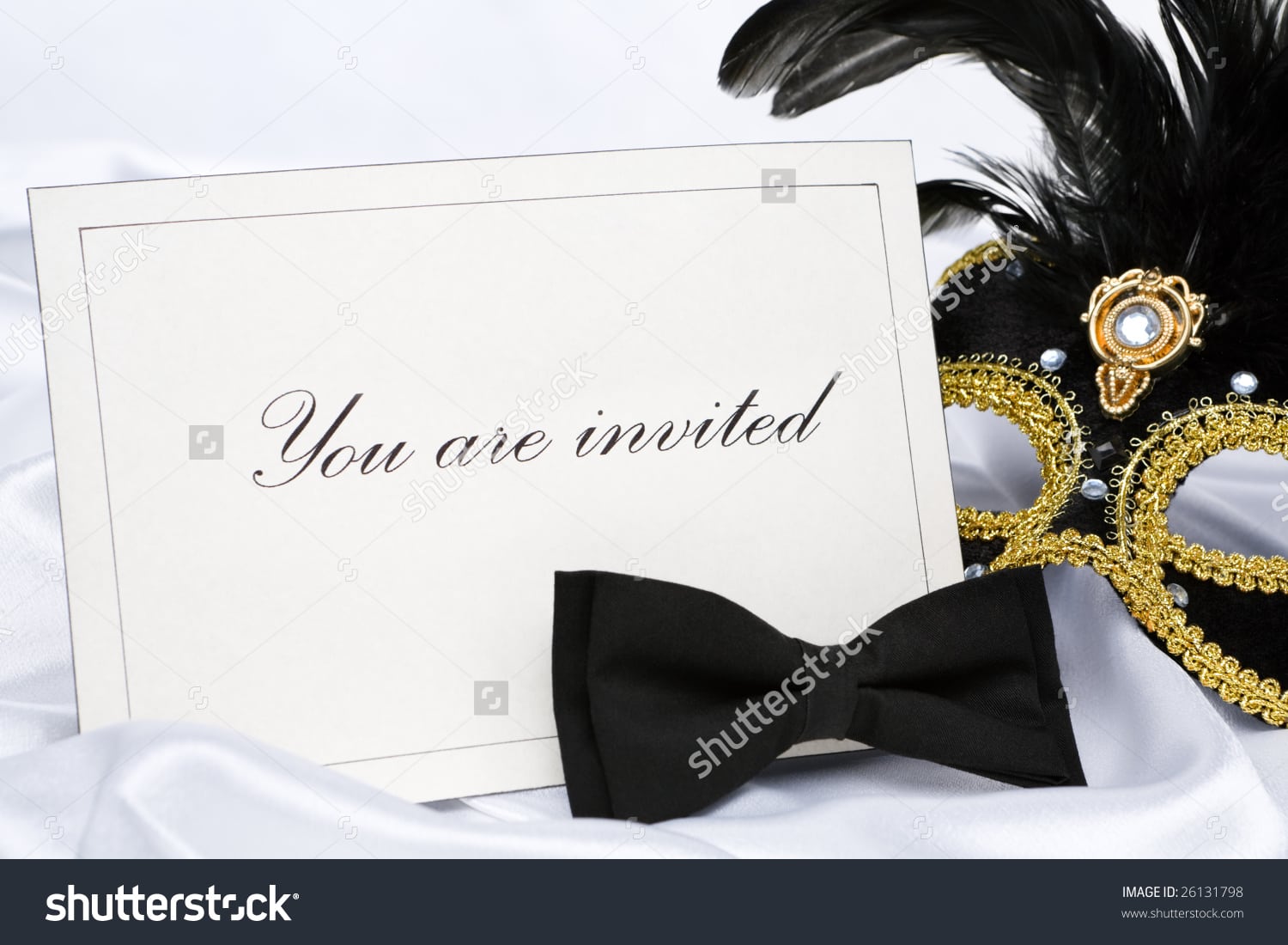 Invitation Mask Party Place On White Stock Photo 26131798
