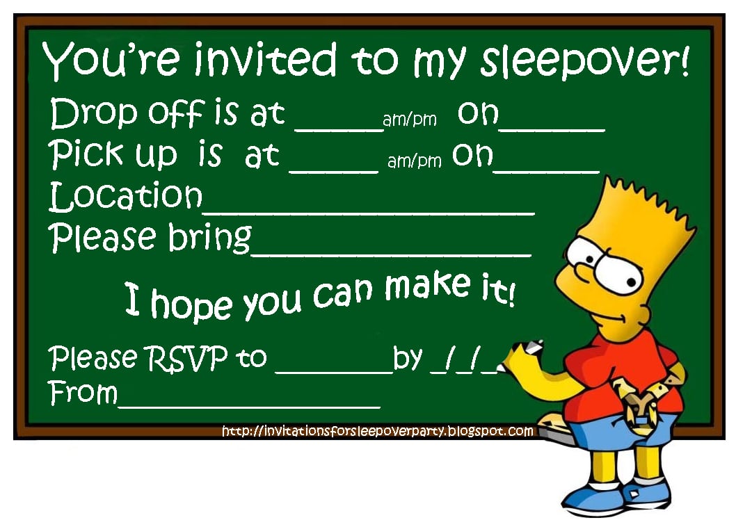 Invitations For Sleepover Party