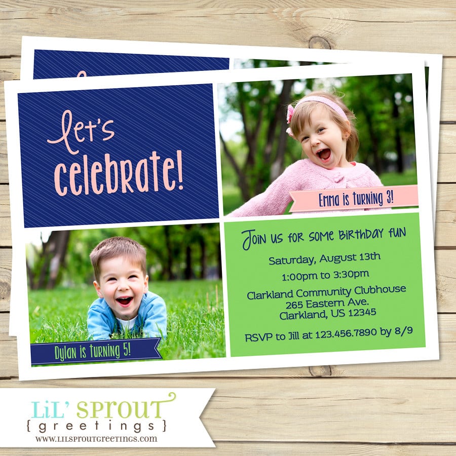Joint Birthday Party Invitation, Sibling Birthday Invitation, Twin