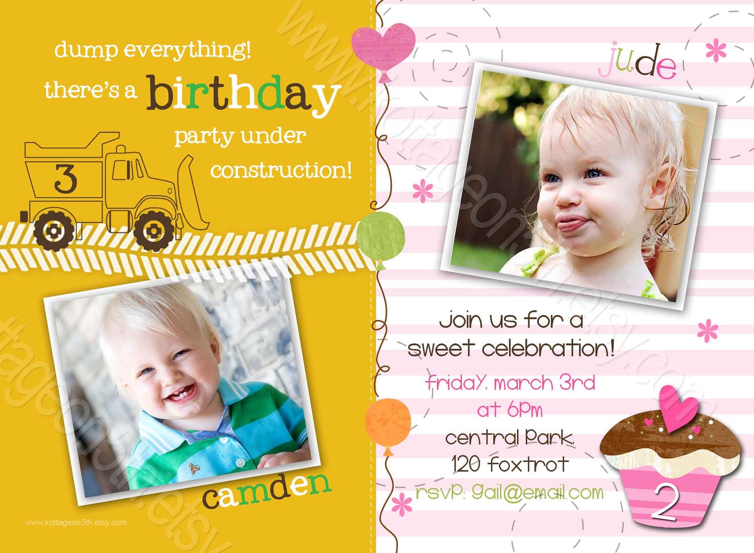 Joint Birthday Party Invitations