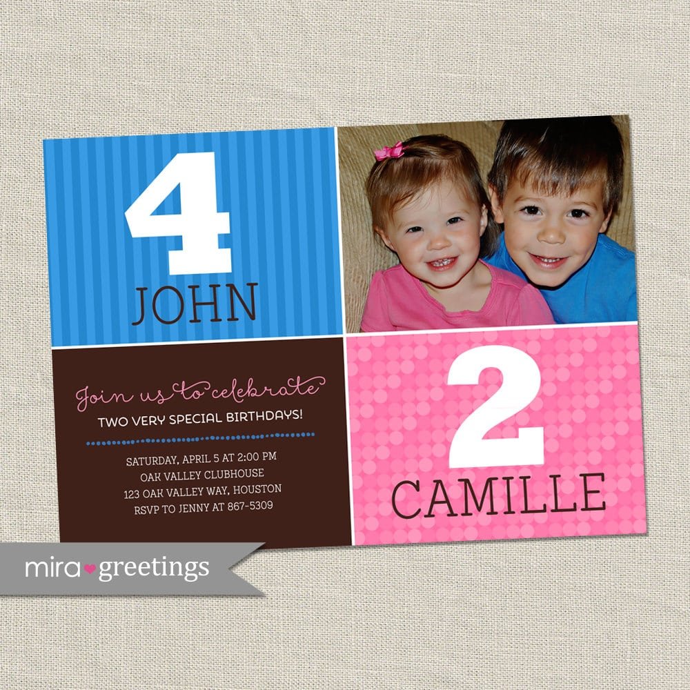 Joint Birthday Party Invitations