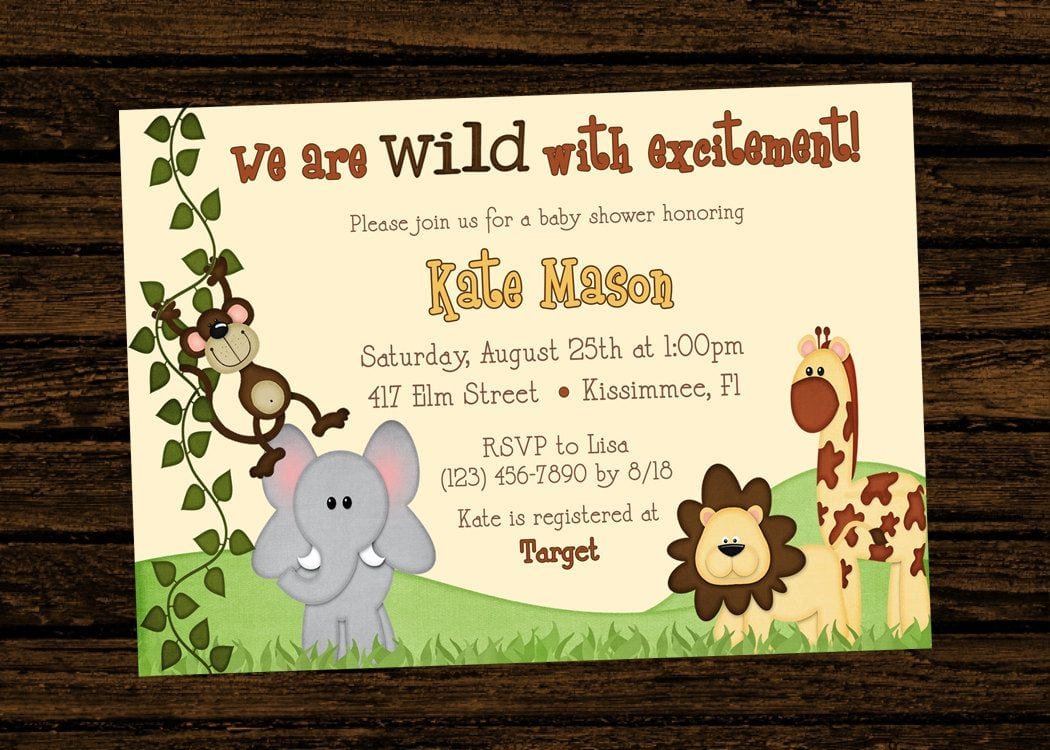 Jungle Themed 1st Birthday Invitations   Jungle Themed First