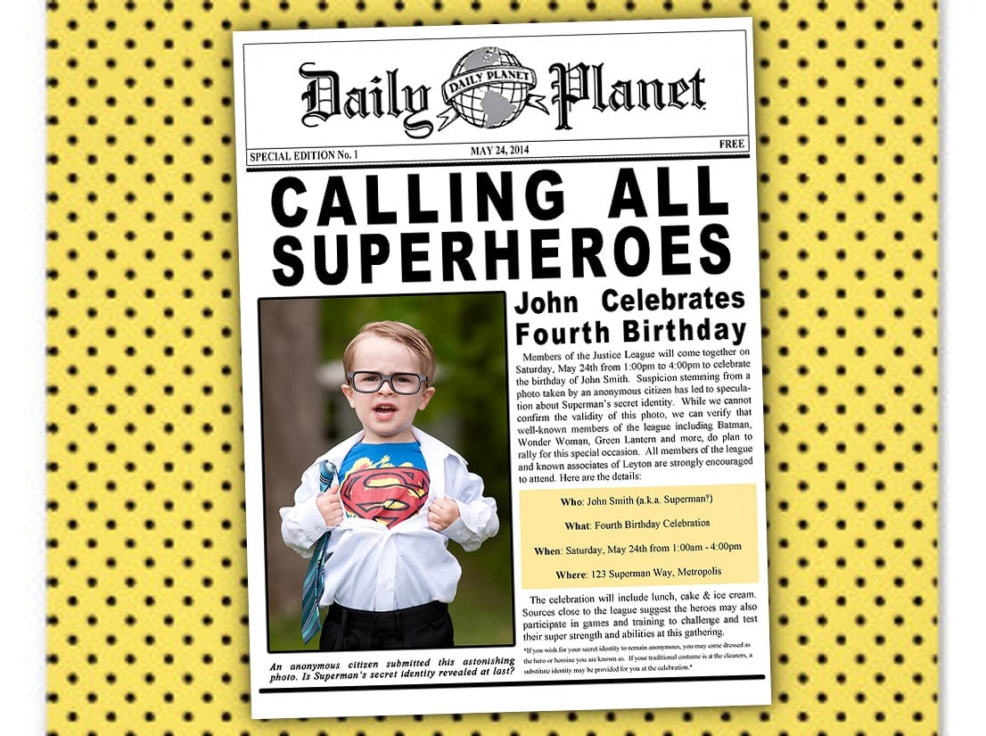 Justice League Birthday Invitations Printable