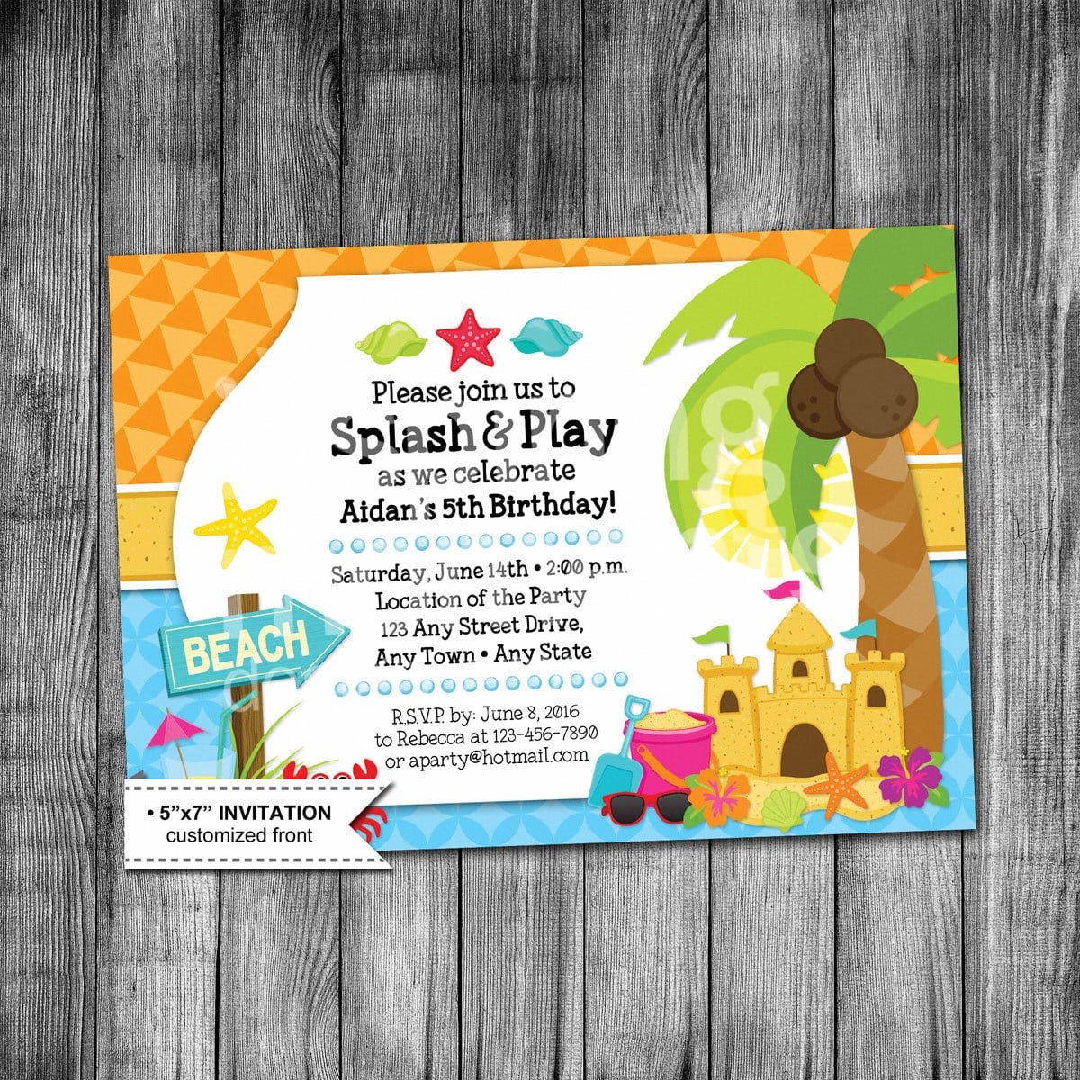 Kids Beach Birthday Invitation