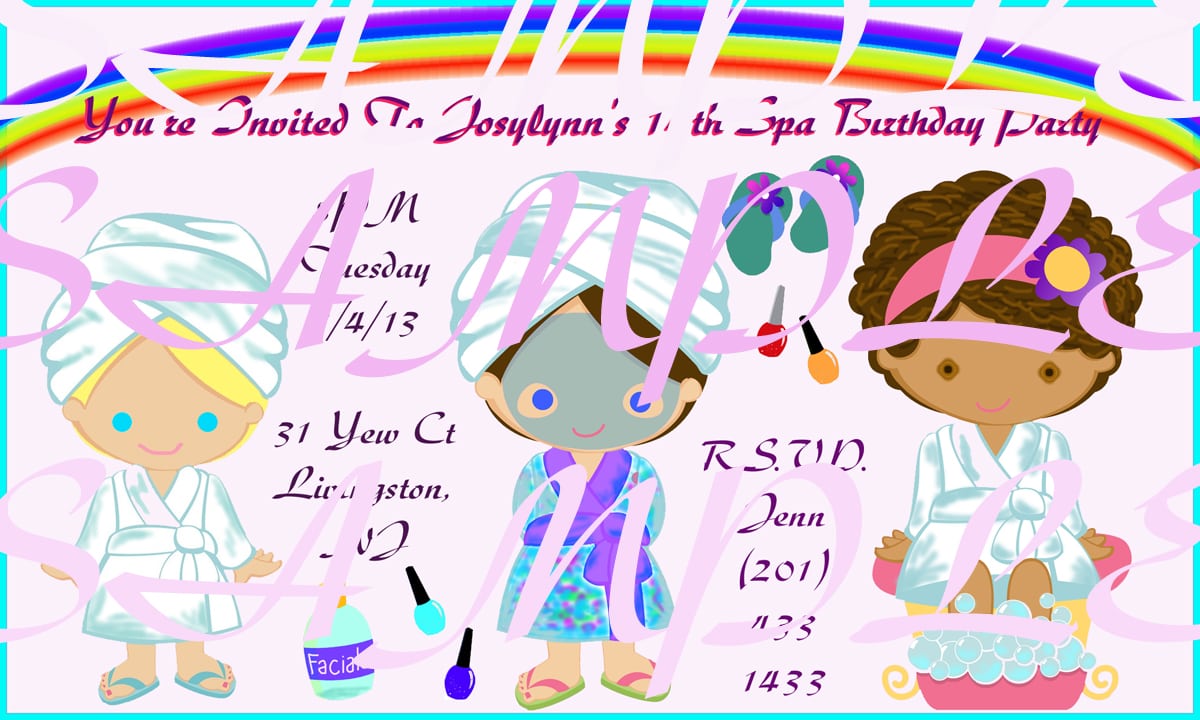 Kids Spa Party Invitations