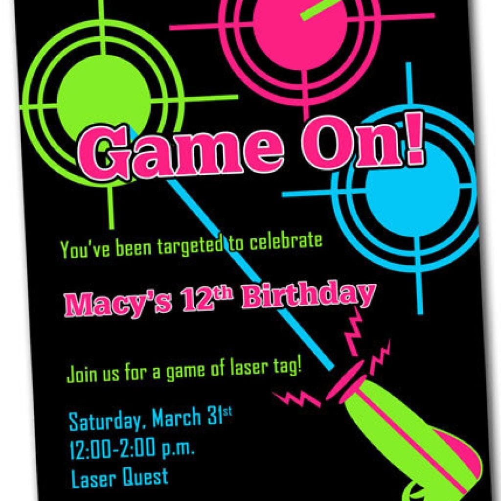 Laser Tag Party Invitations