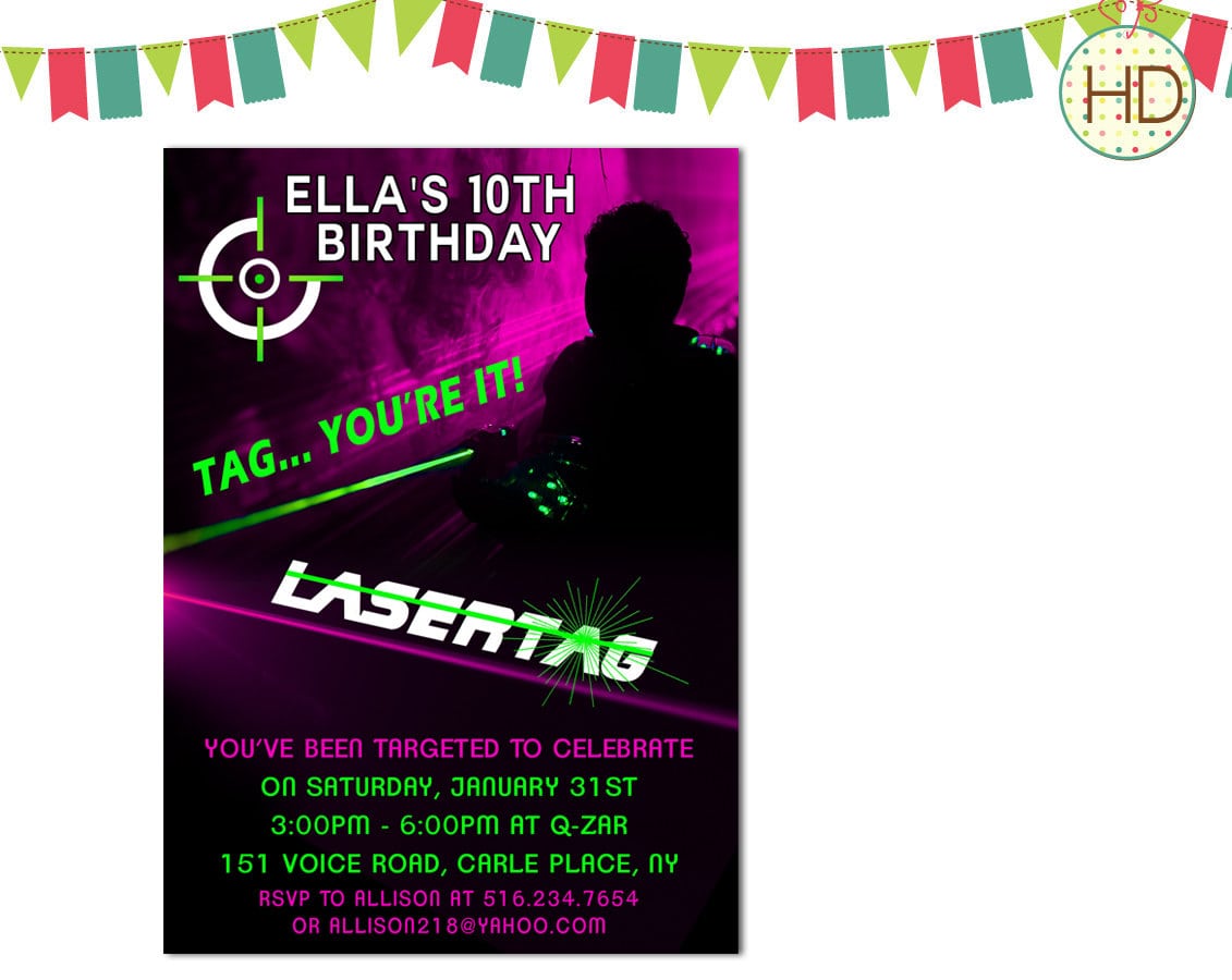 Laser Tag Party Invitations