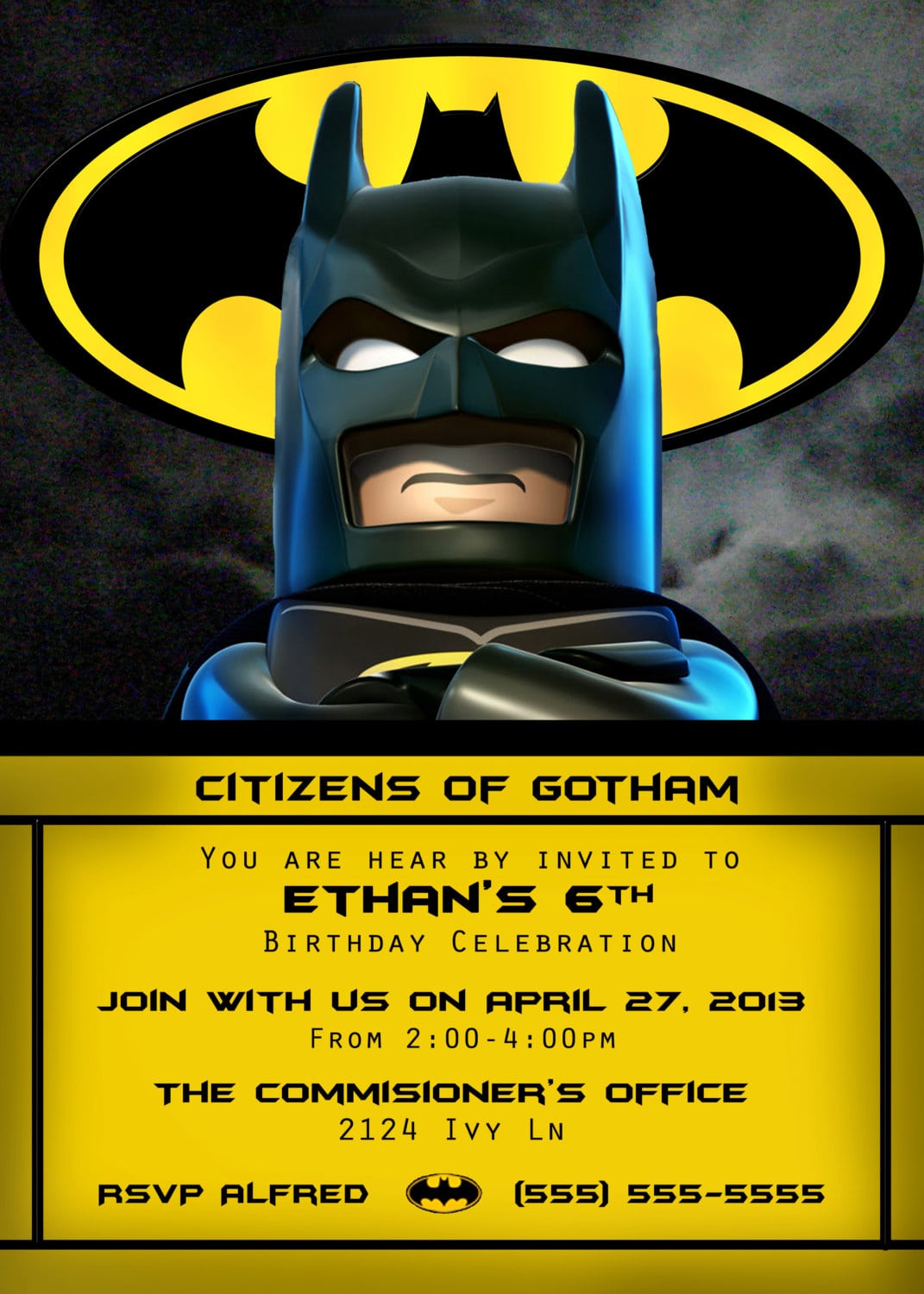 Lego Batman Invitation 4x6 Or 5x7 By Orchidaveprintables On Etsy