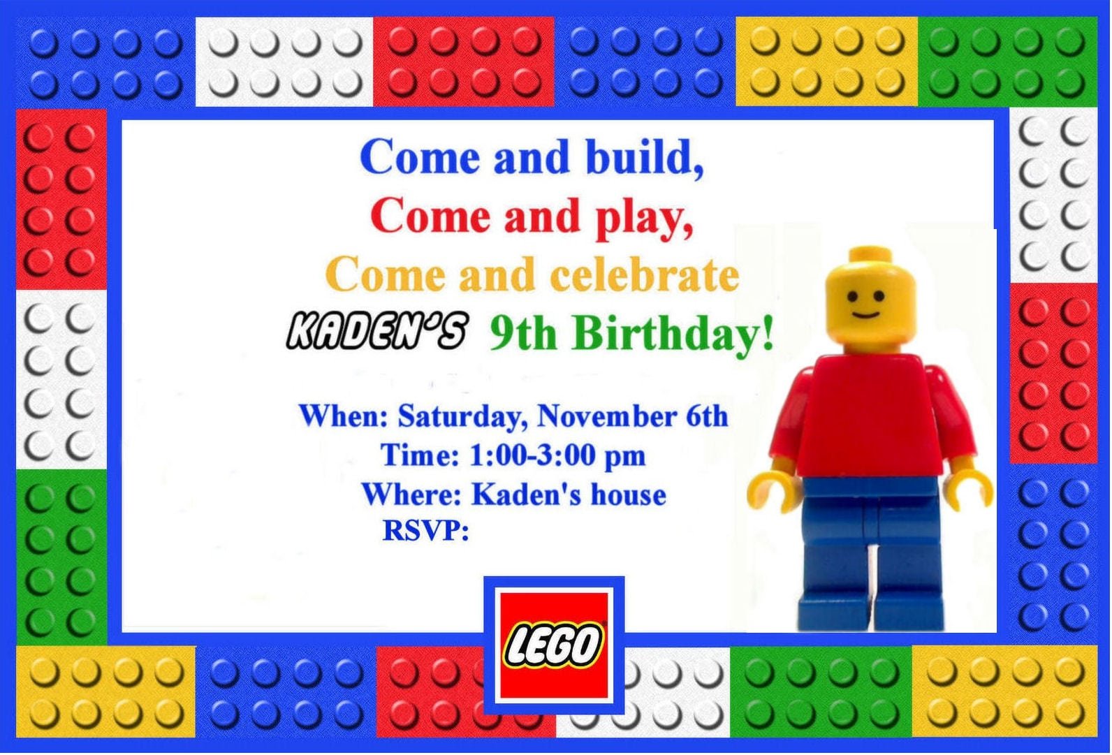 Lego Birthday Party Invitations