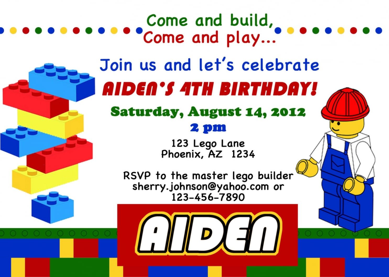 Lego Birthday Party Invitations 2017