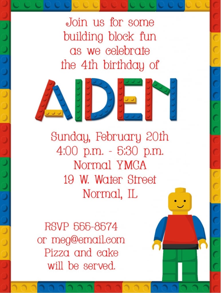 Lego Birthday Party Invitations