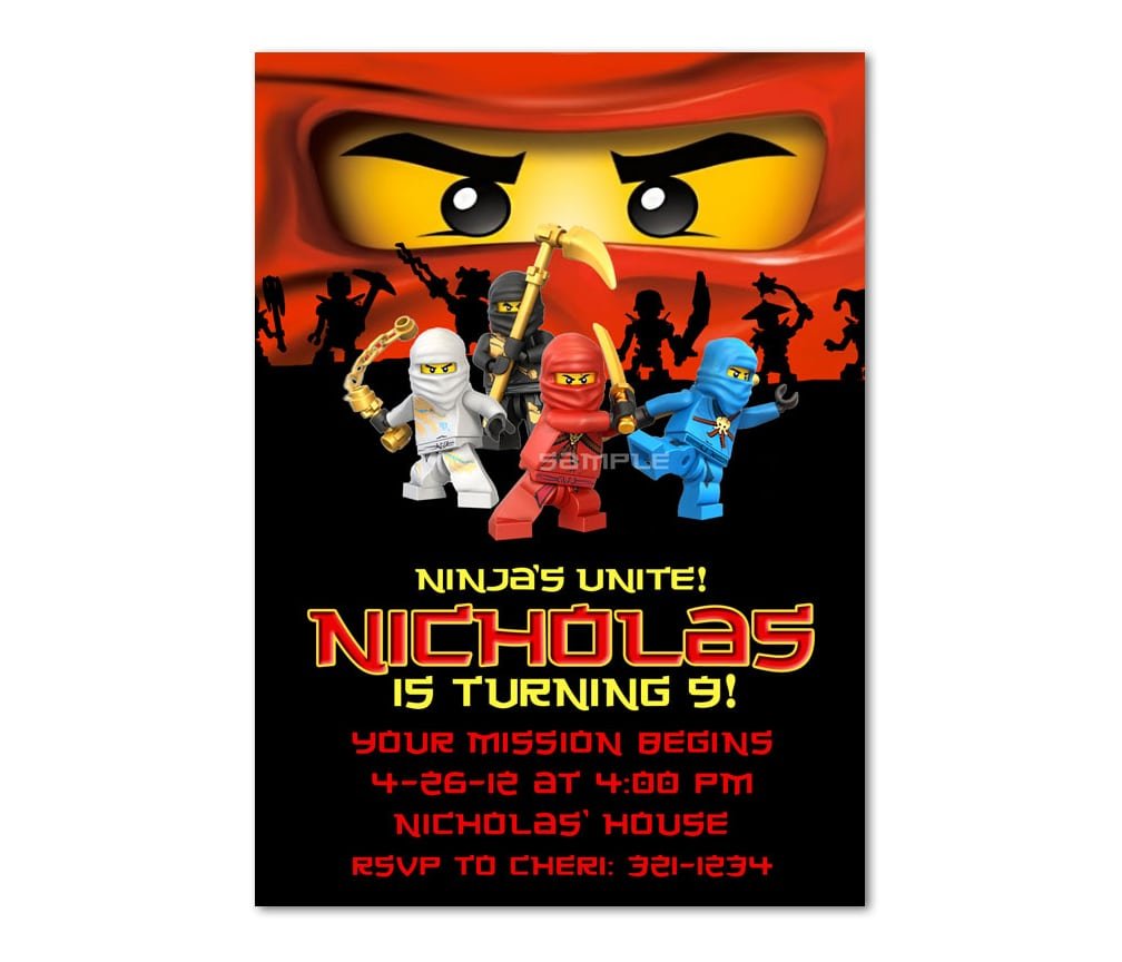 Lego Ninjago Birthday Party Invitations