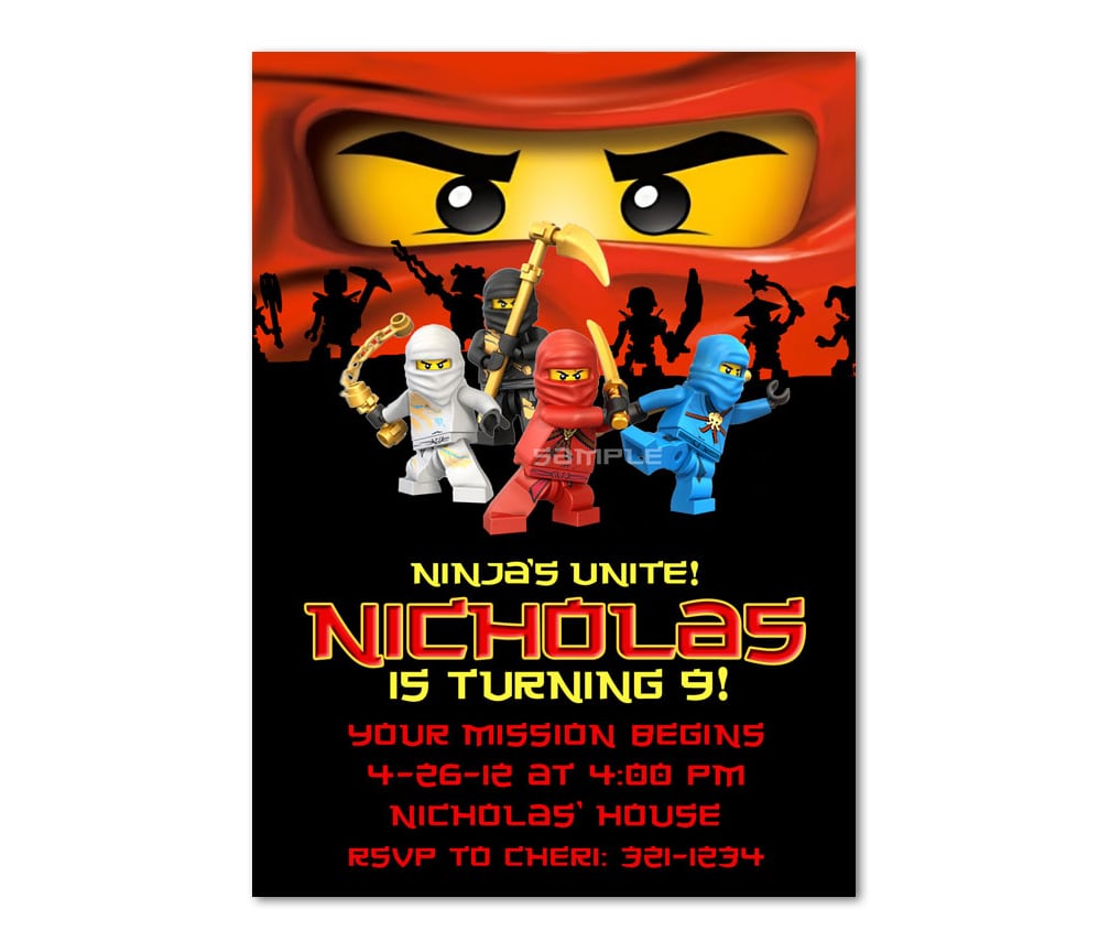 Lego Ninjago Birthday Party Invitations