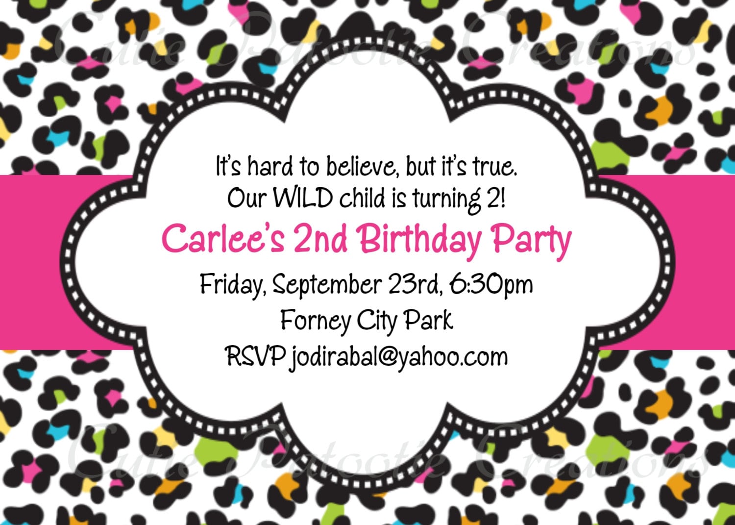 Leopard Print Birthday Invitation Printable Or Printed