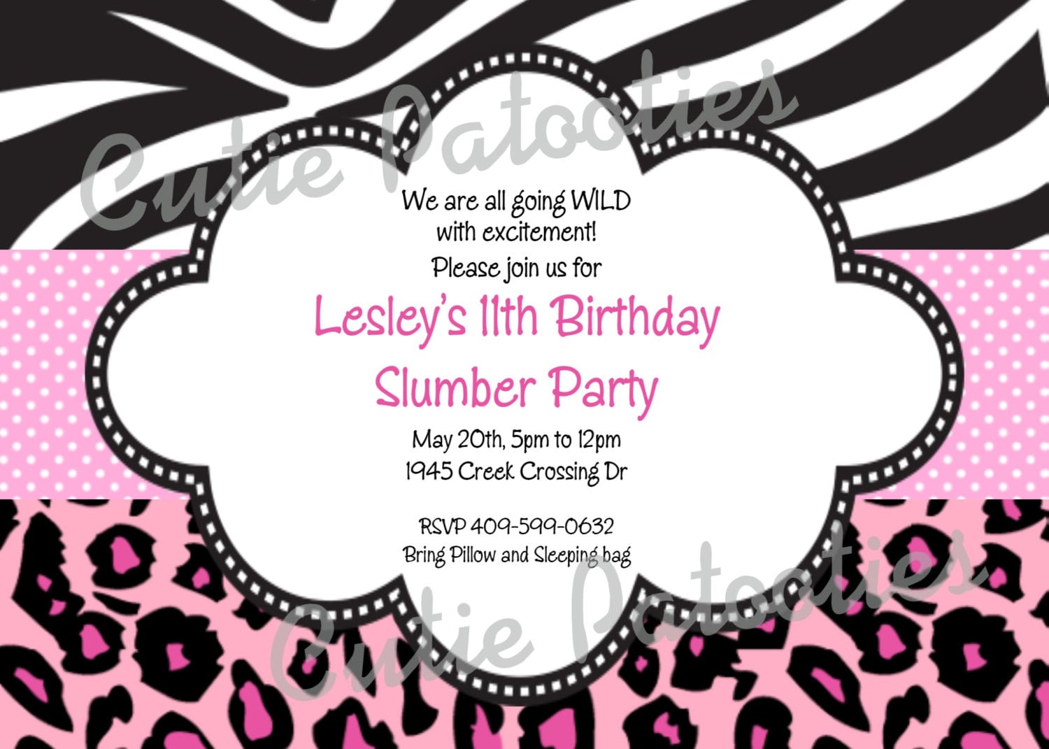 Leopard Zebra Print Invitations Printed Or Printable