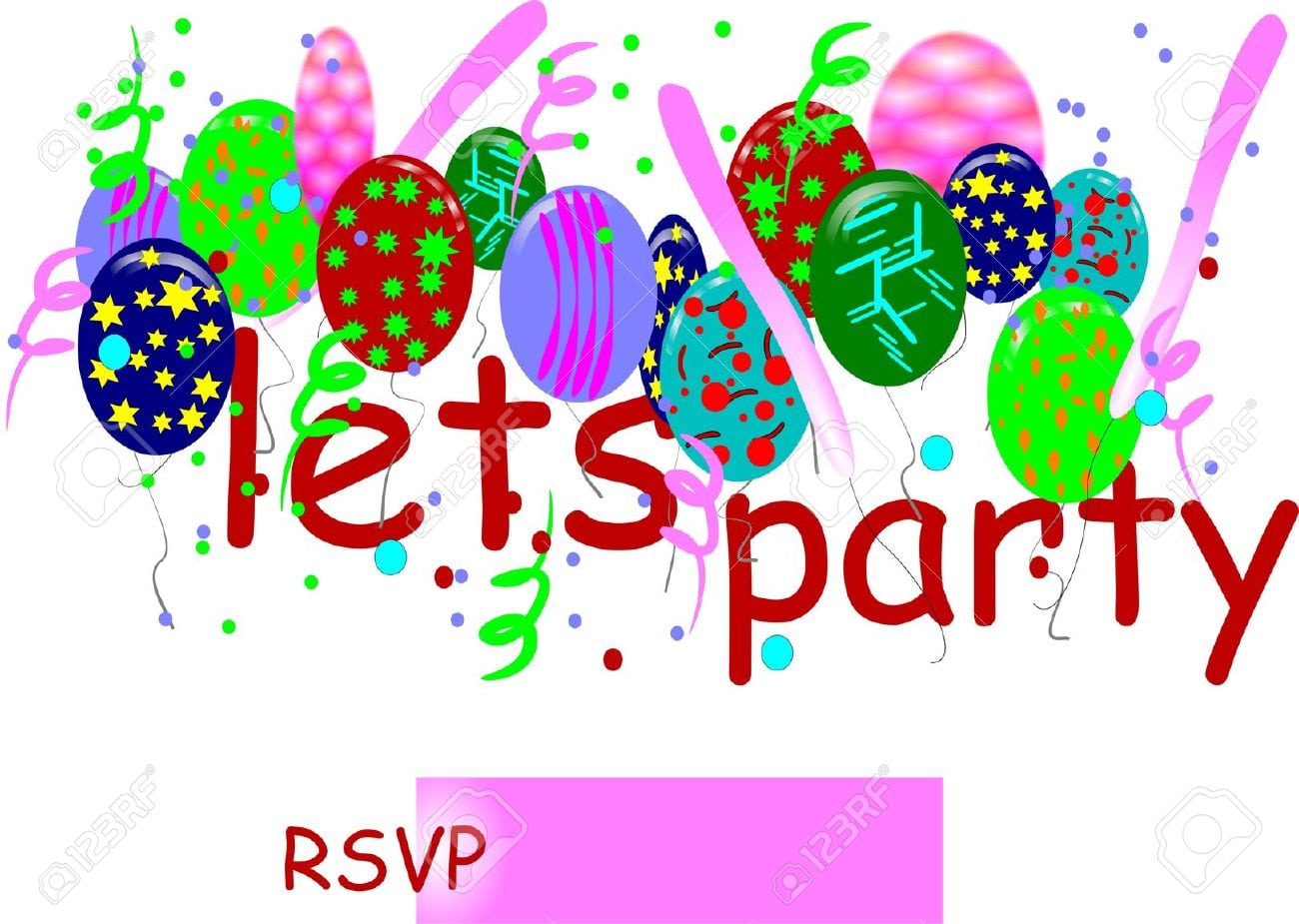 Lets Party Rsvp Invitation On White Card Royalty Free Cliparts