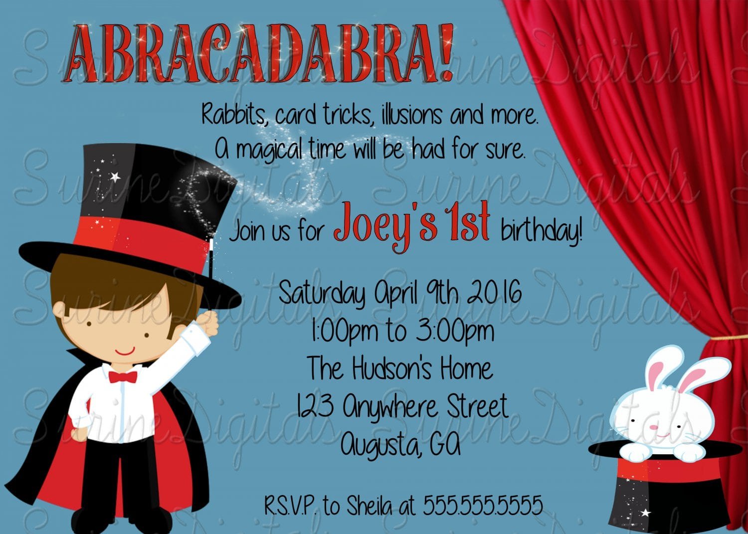 Little+magician+birthday+party+invitation +magic+show+themed+party