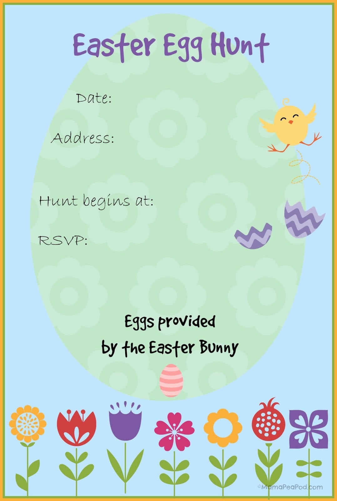 Mama Pea Pod  {free Printable Easter Egg Hunt Invitation}