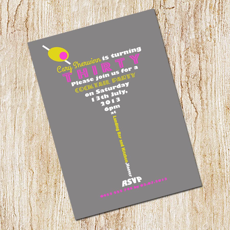 Martini Invitation Cocktail Party Invitation 30th Birthday