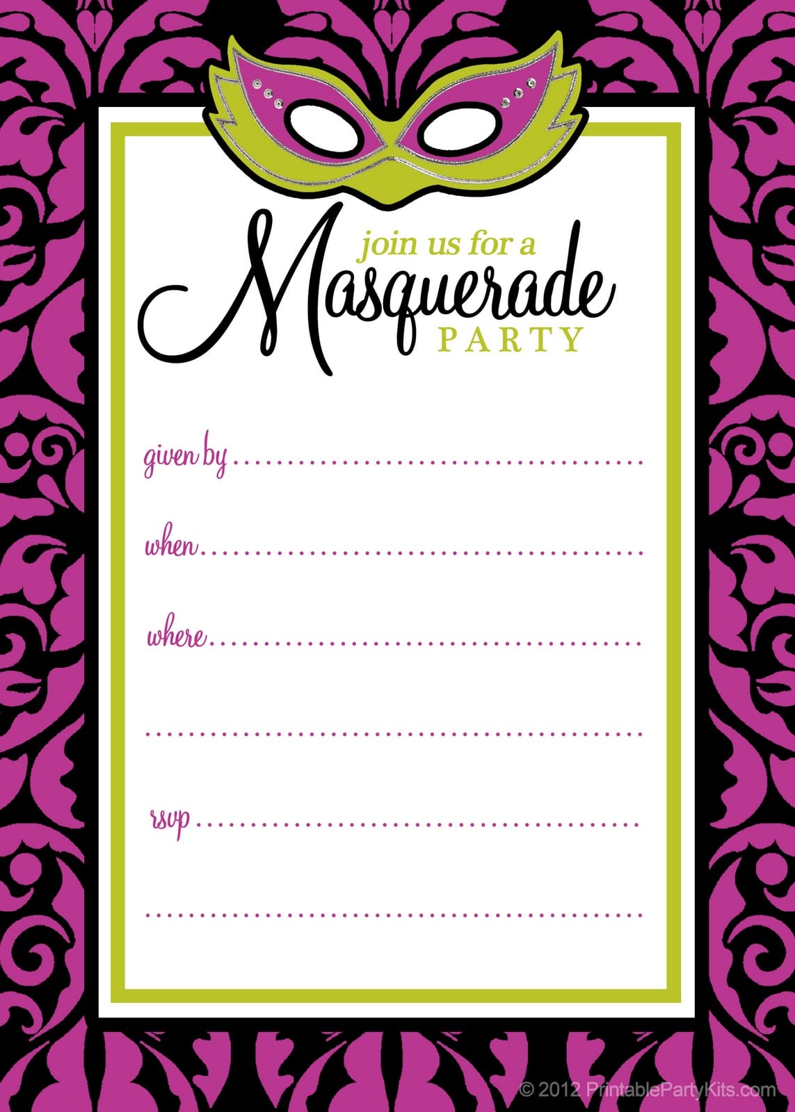 Masquerade Ball Invitation Templates