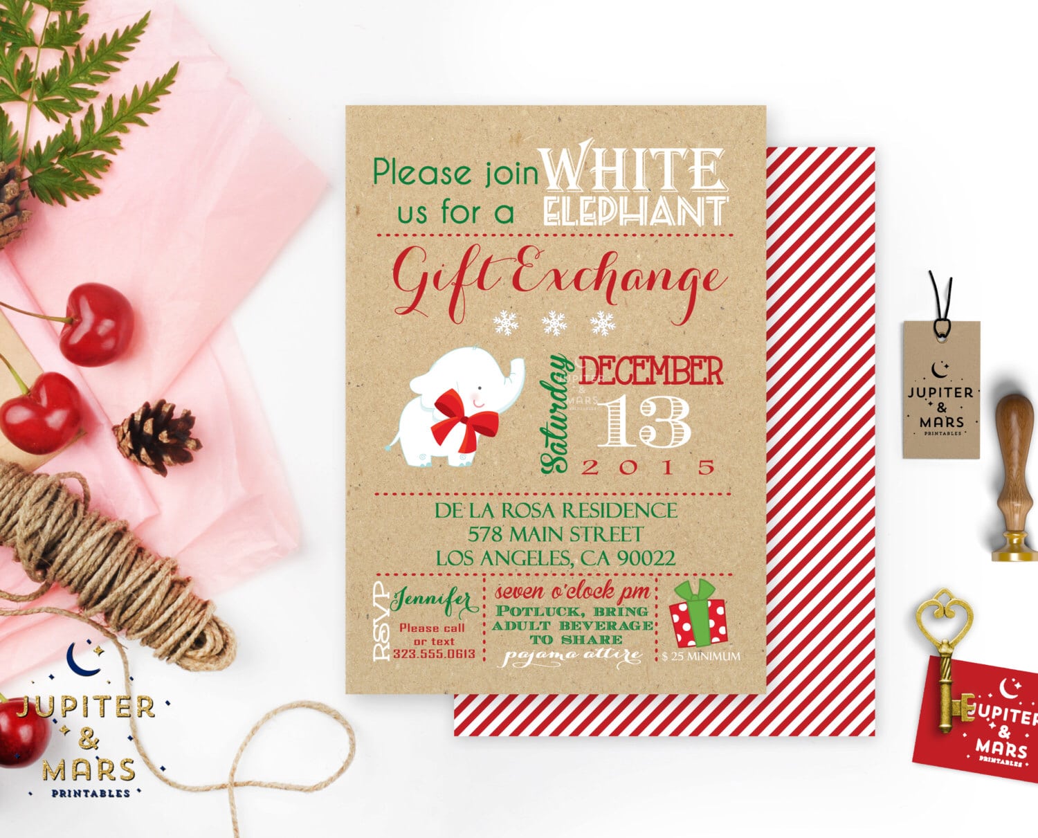 Merry And Bright White Elephant Gift Exchange Holiday Party