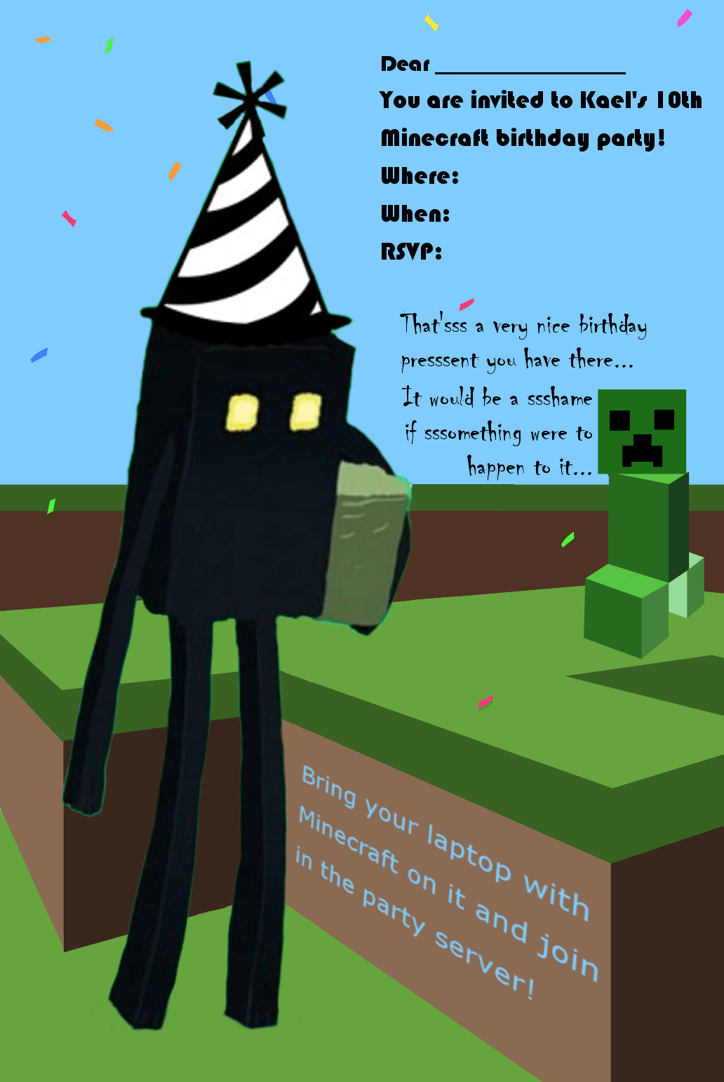 Minecraft Birthday Party Invitations
