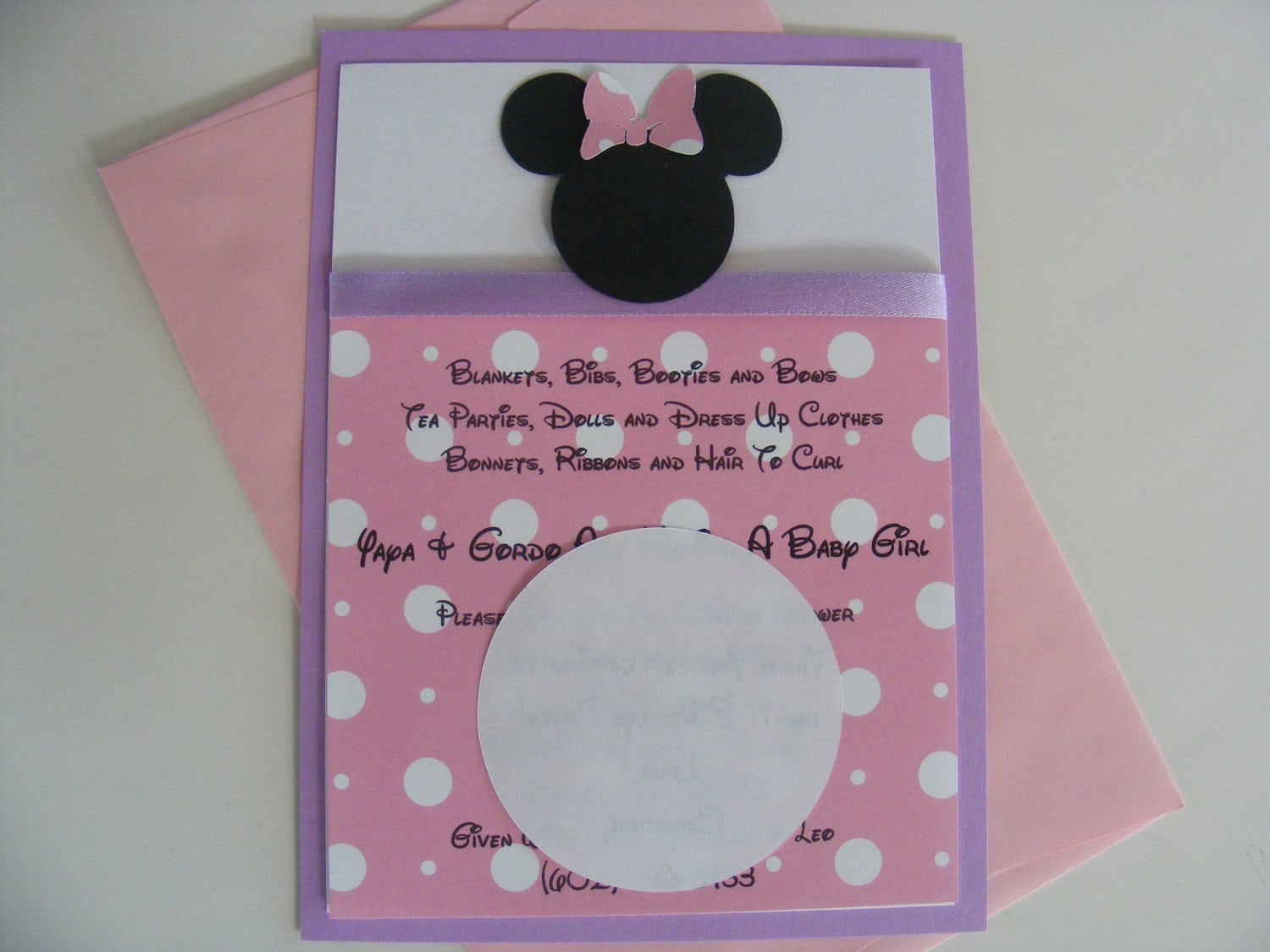 Minnie Mouse Inspired Invitations Pink Purple Minnie Birthday