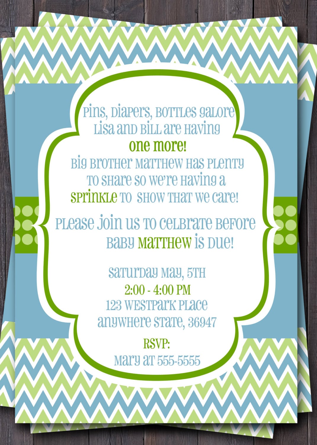Modern Chevron Baby Sprinkle, Baby Shower, Or Sip N See Invitation