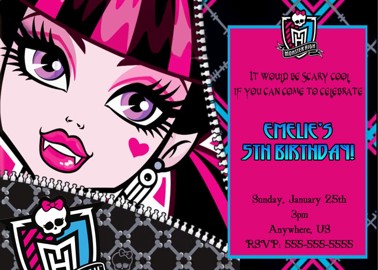 Monster High Invitations Templates