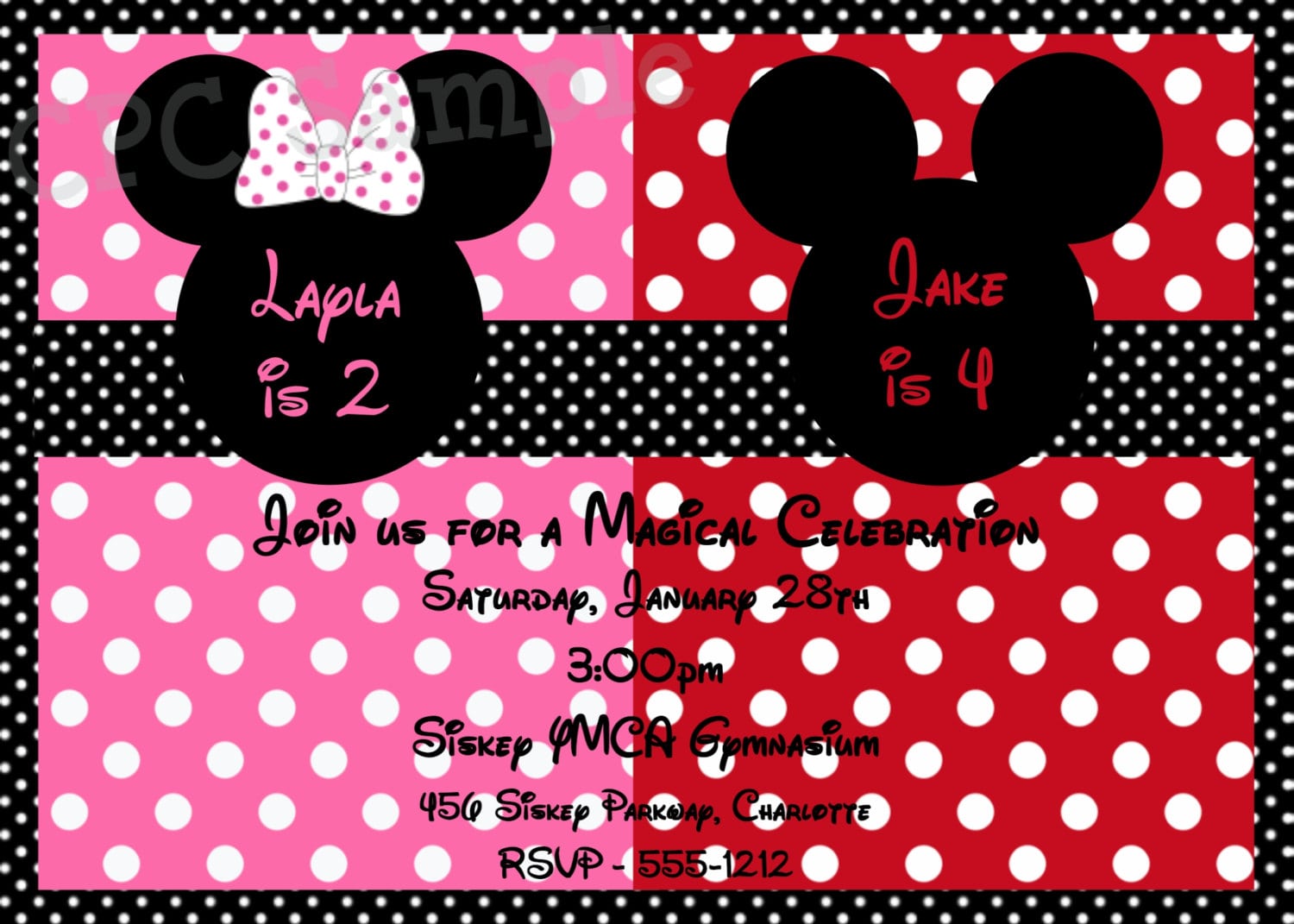 Mouse Birthday Invitation Mouse Birthday Party Invitations Twins