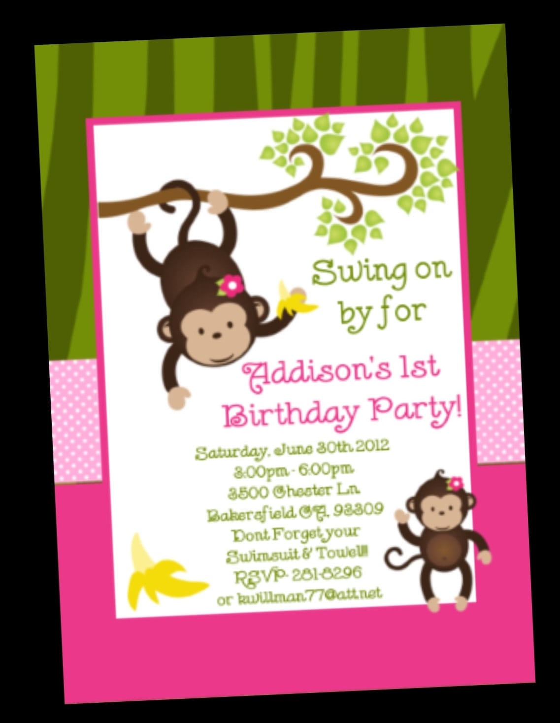 My Fav  Monkey Birthday Invitation Monkey Birthday Party